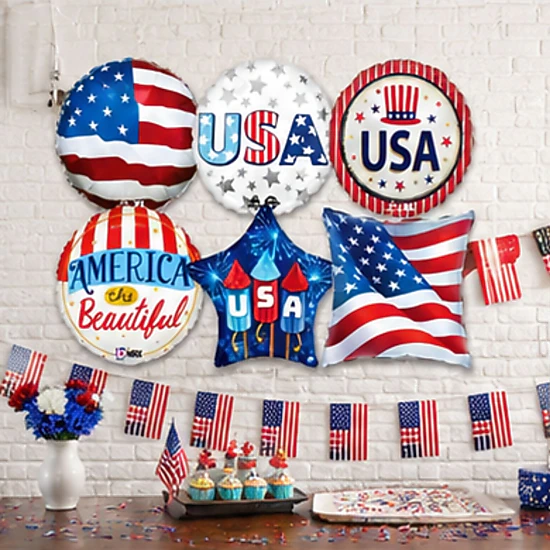 LoonBalloon Patriotic Foil Balloon 25-Pack - 18 in Standard Size, Color ...