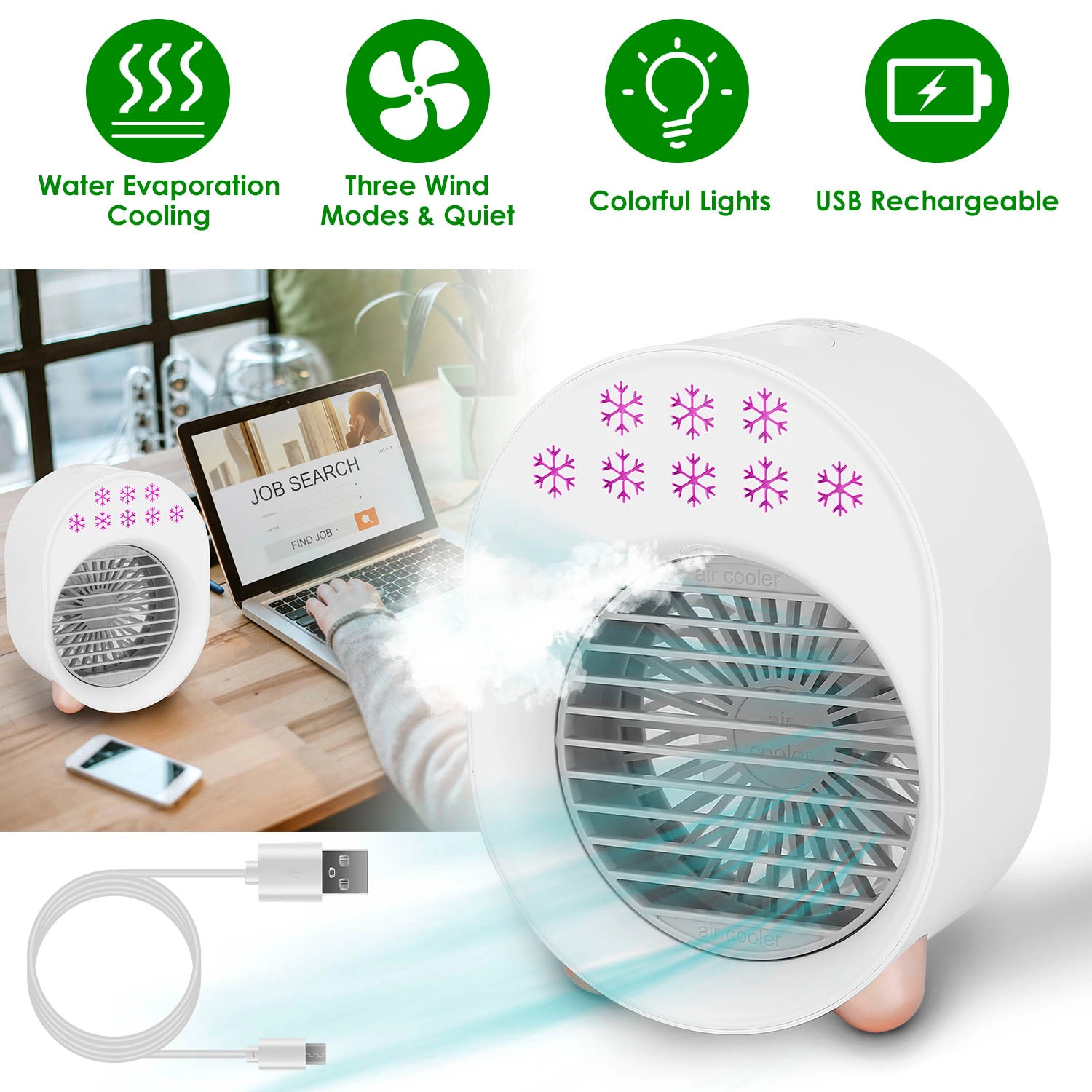 GBruno 4-in-1 Portable Desktop Air Cooler Fan