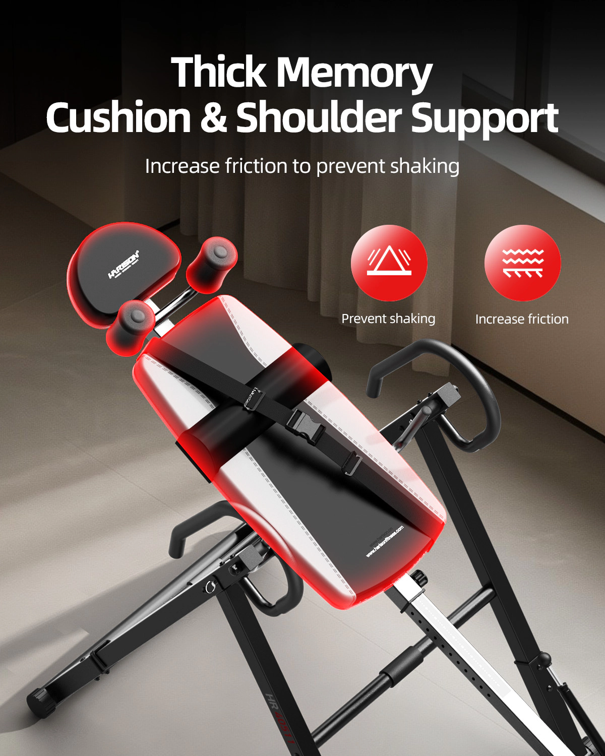HARISON Inversion Table for Home, Adjustable Back Stretcher with Memory Foam & Safety Support