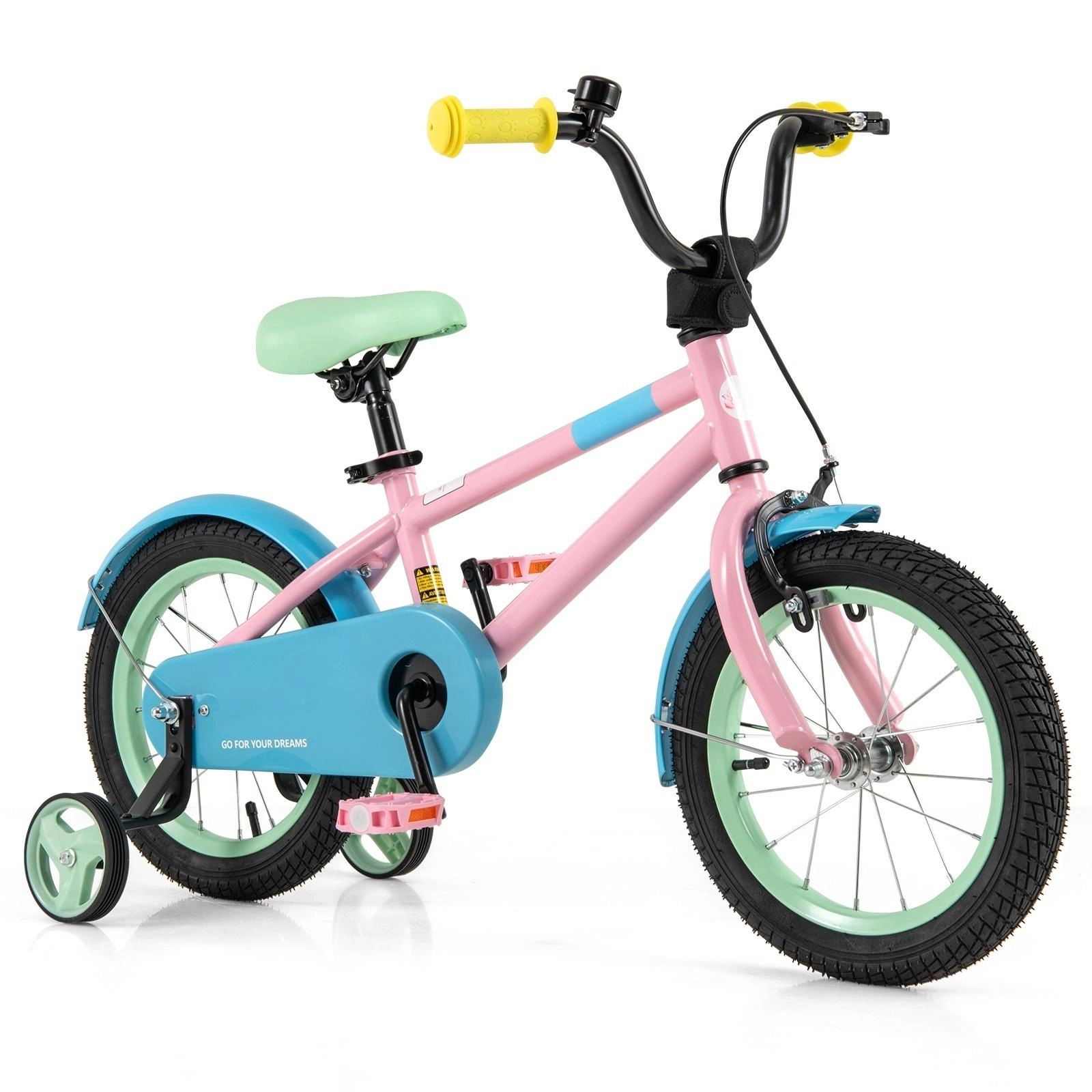 SUGIFT Adjustable Handlebar and Saddle Kids Bike 145-lb Capacity Ages 3-5 Years Pink Blue Green Yellow