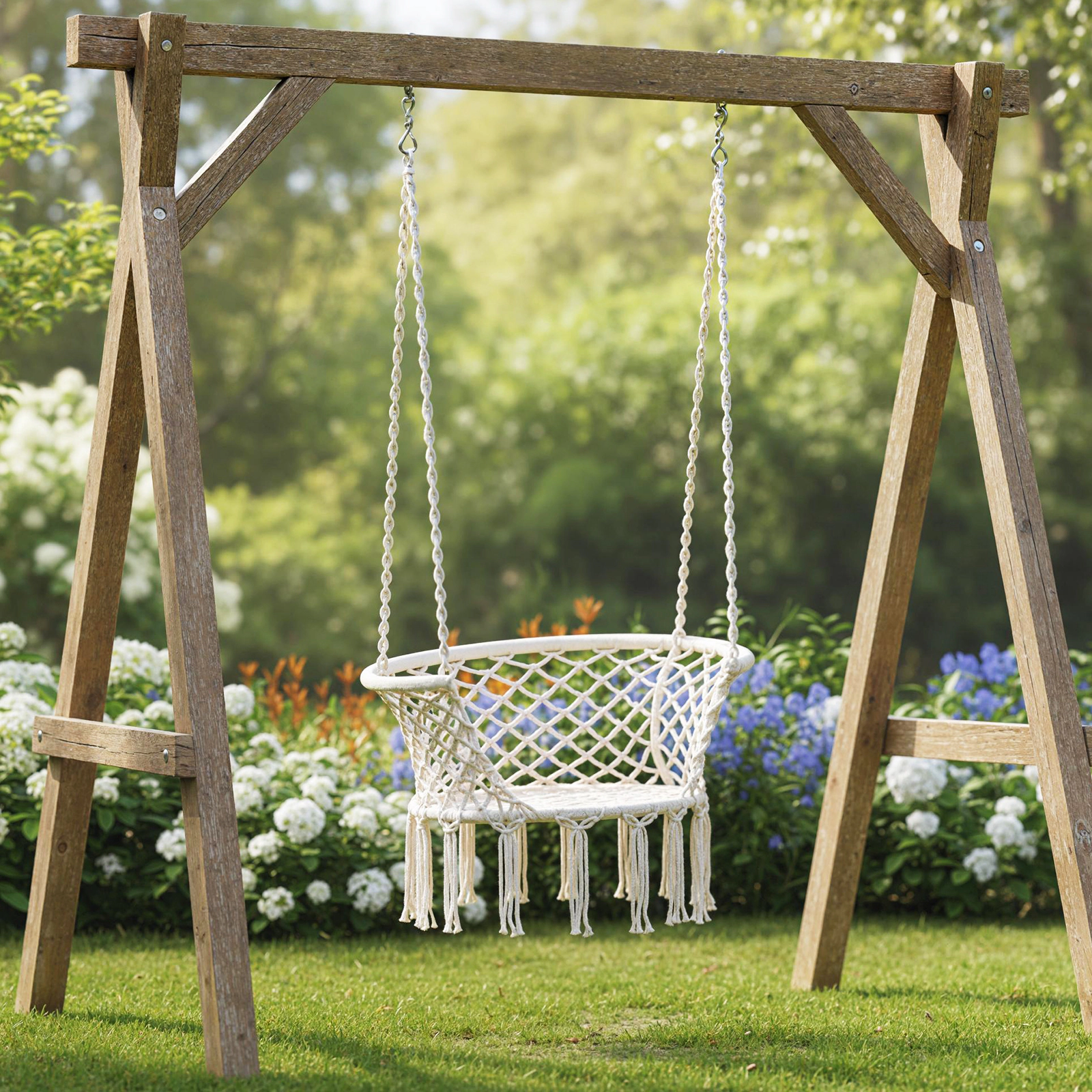 LJG Hammock Chair Macrame Swing Hanging Cotton Rope Chair