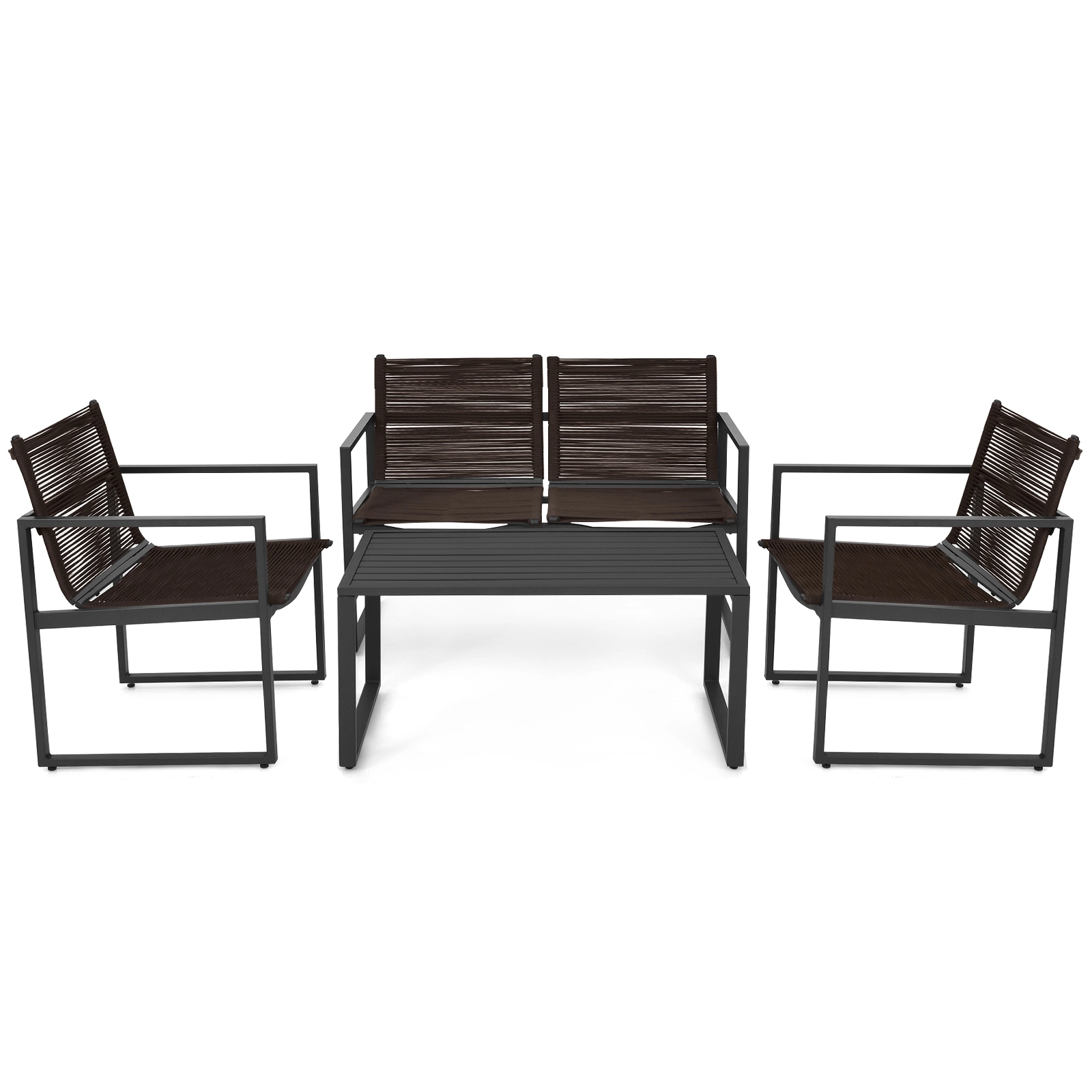 Hivvago 4 Pieces Patio Furniture Conversation Set With Sofa Loveseat