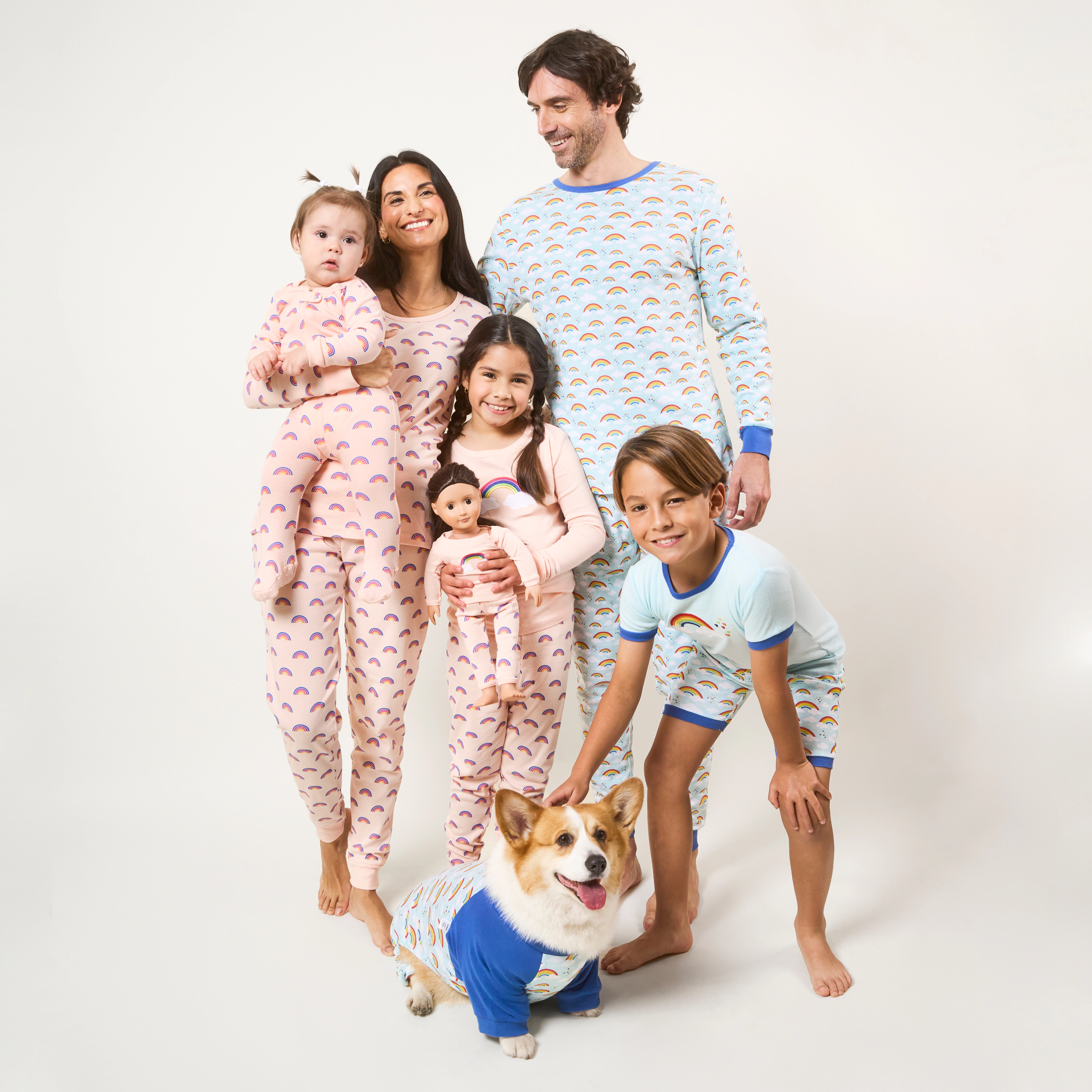 Leveret Mens 2-pc. Blue Rainbow Cotton Pajama Set