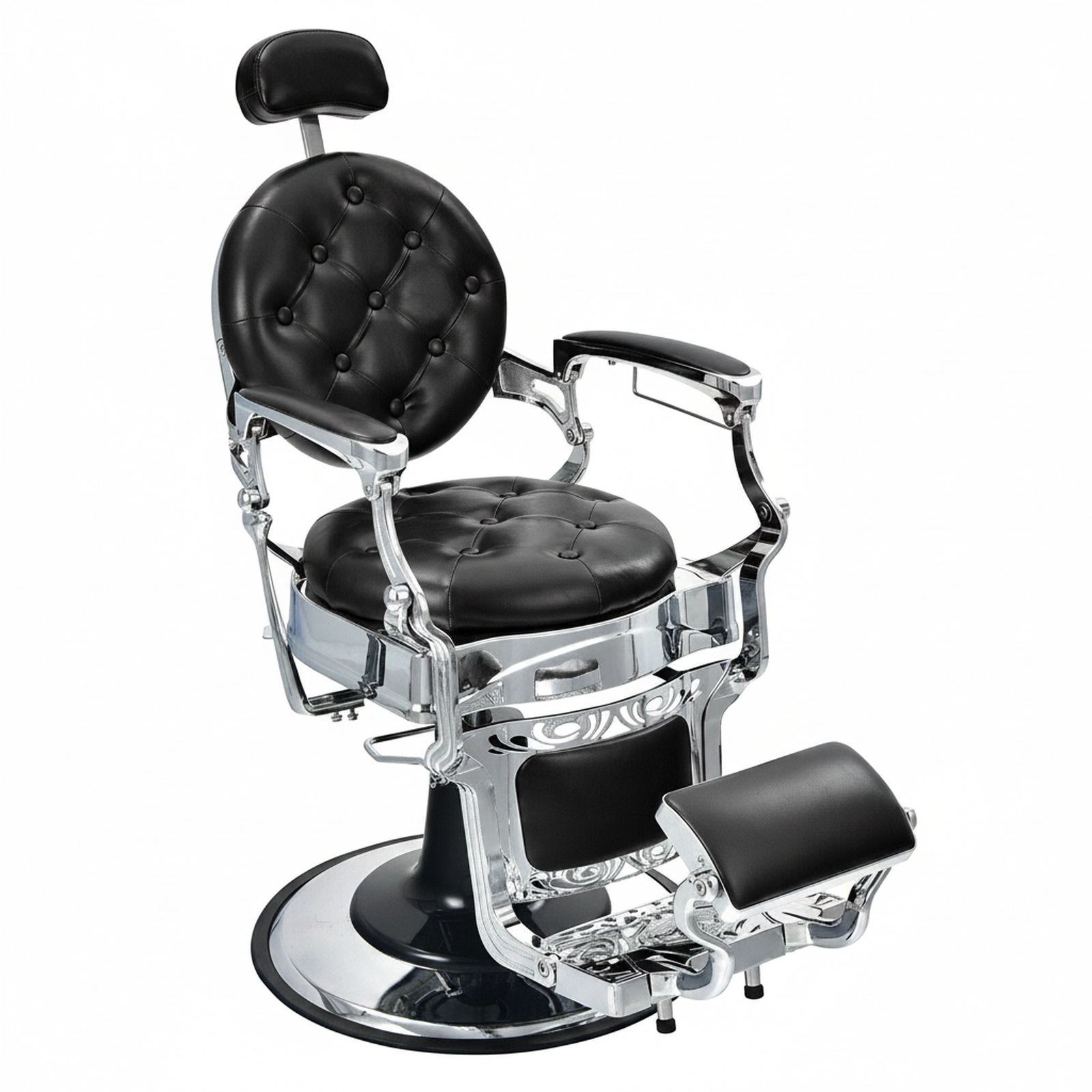 SUGIFT Vintage Adjustable Barber Chair with Reclining Backrest and Headrest 330-Lb Capacity 44.5-51-in Adjustable Height