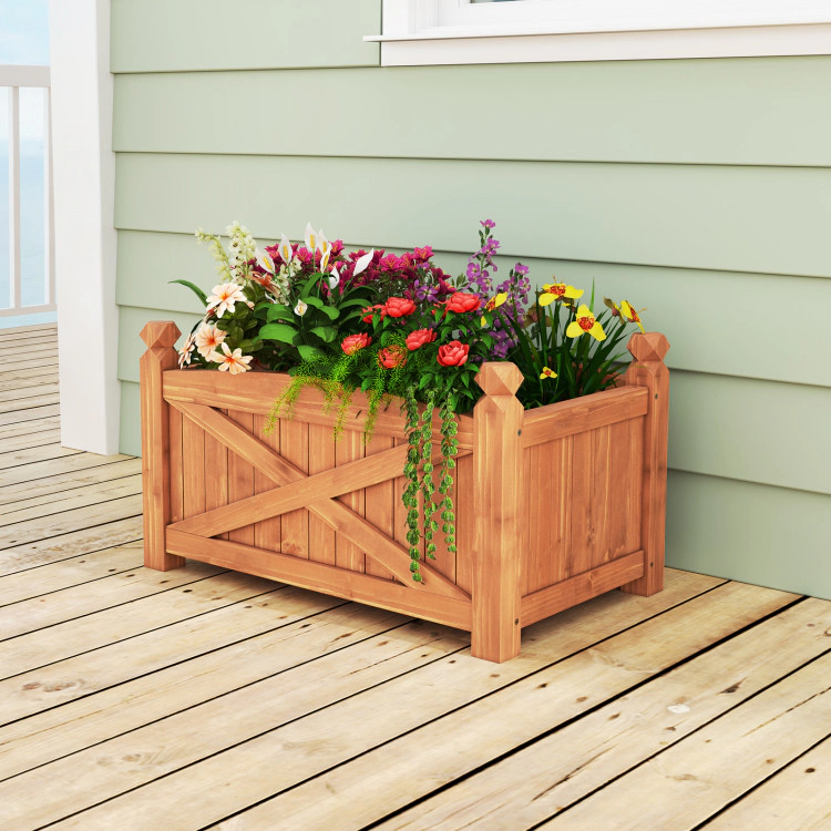 Hivvago Wooden Raised Garden Bed for Patio Garden with Drainage Holes for Patio Garden - Small