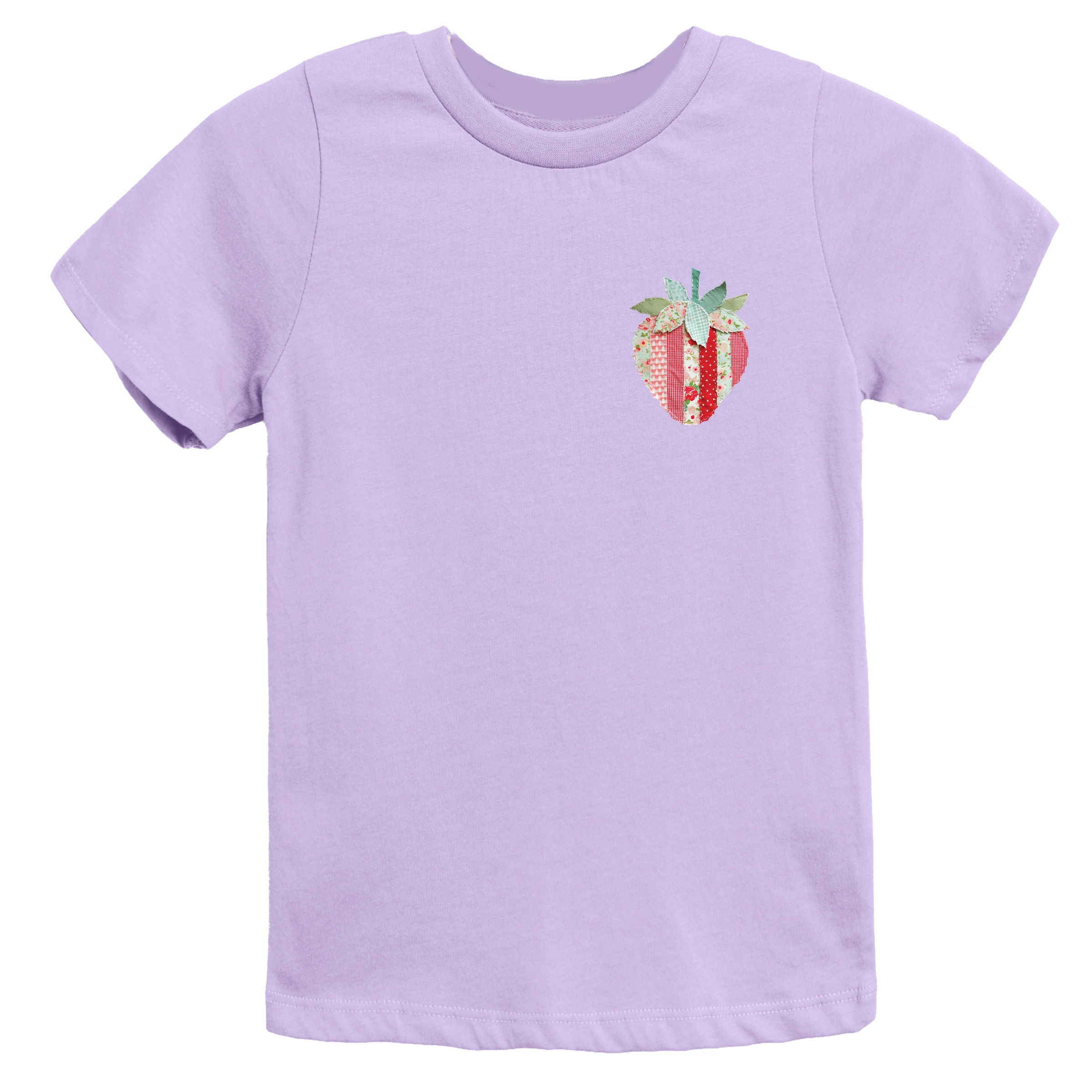The Juniper Shop - Strawberry Faux Patchwork Youth Short Sleeve Graphic T-Shirt