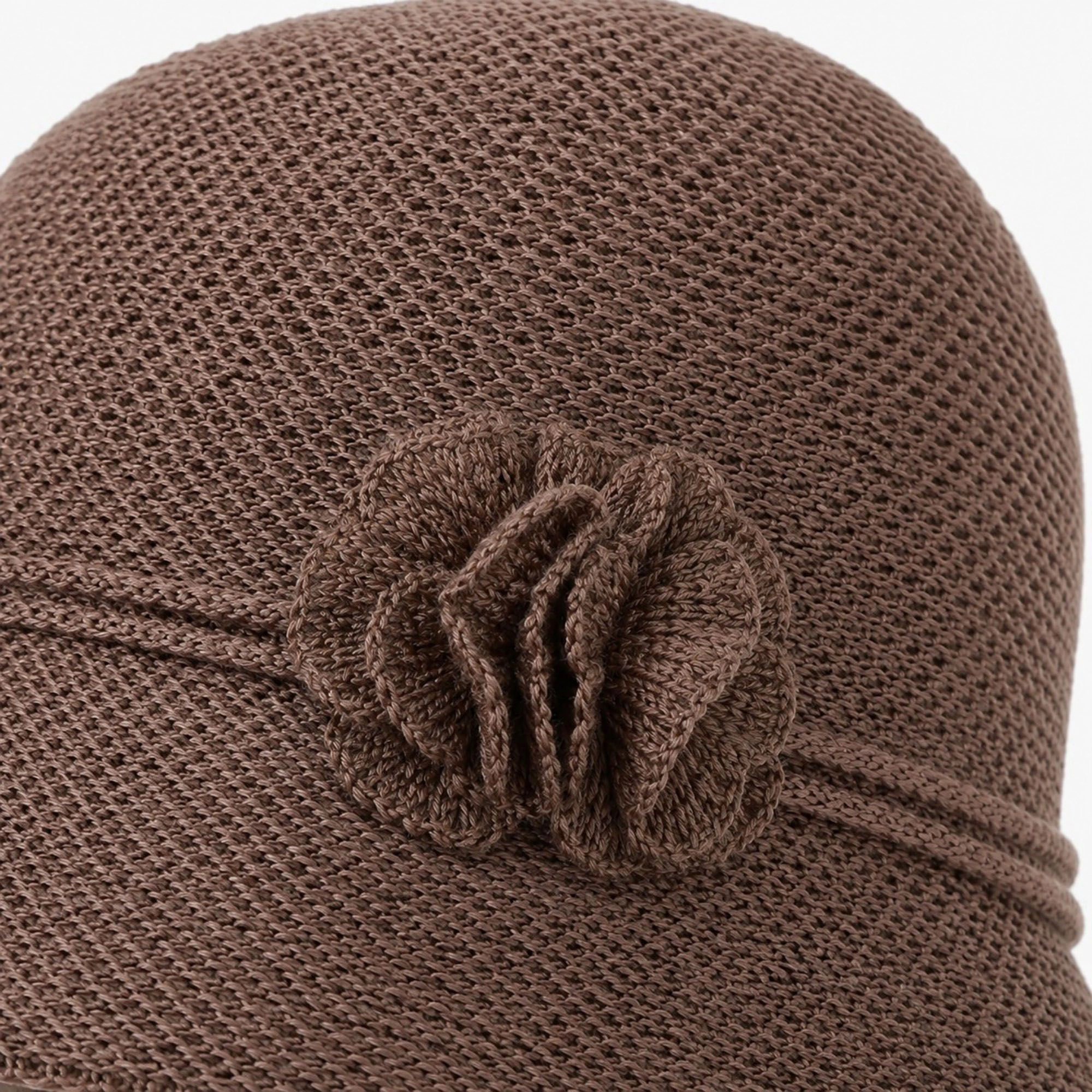 Anna-Kaci Women's Woven Cloche Sun Hat with Floral Accent and Short Brim