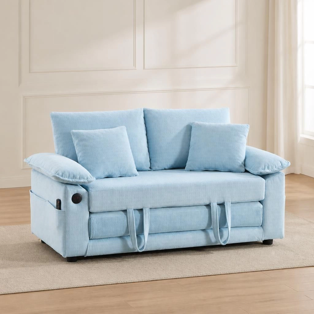 GOODSILO Convertible Chenille Upholstered Sofa Bed Functional Seating