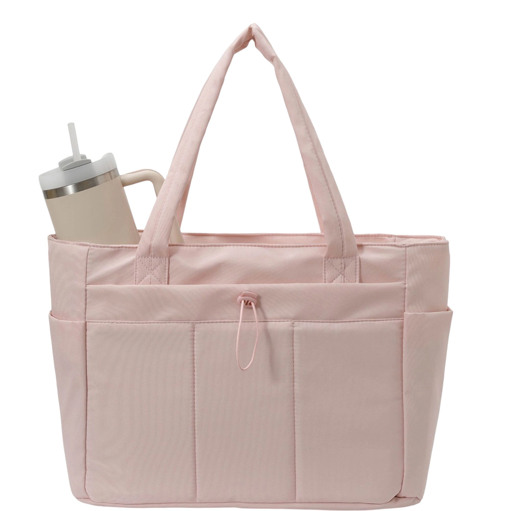 Alilang Women's Canvas Tote Bag with Zipper Closure and Multiple Exterior Pockets