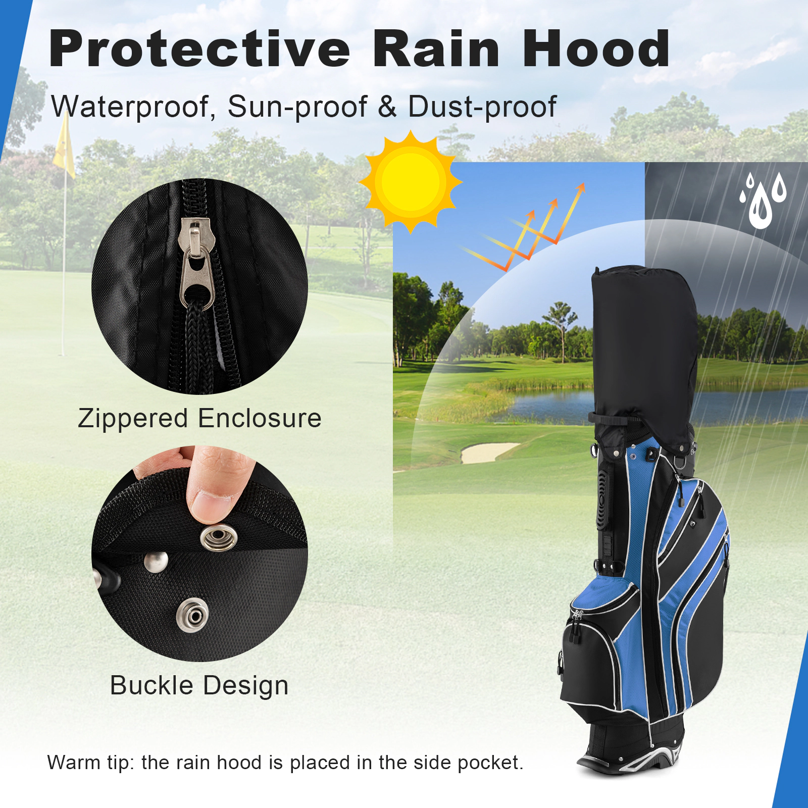 SUGIFT Ergonomic 6-Way Divider Golf Stand Cart Bag with Automatic Stand Carry Pockets Blue
