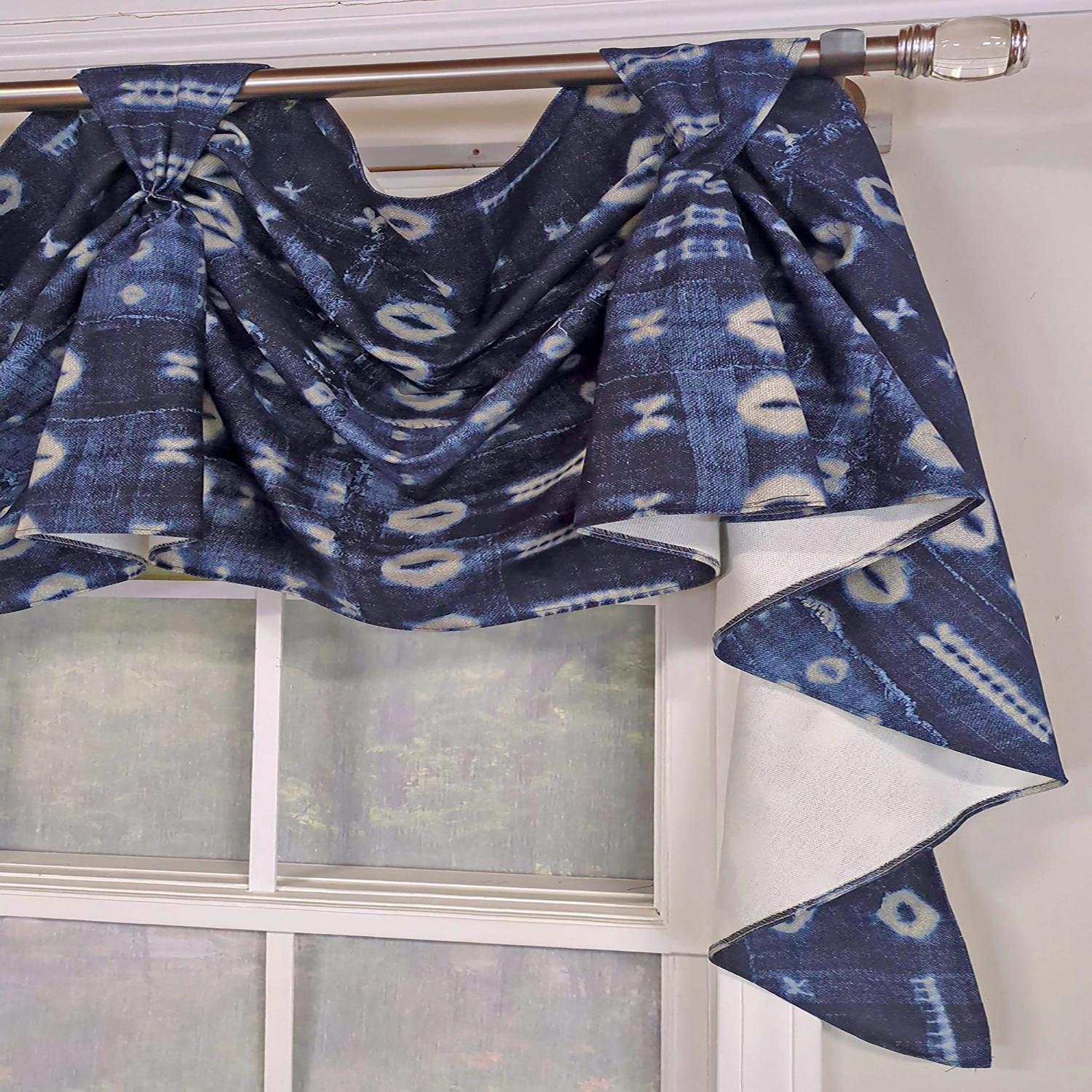 RLF Home Pulsar 3-S Victory 100% Cotton Tab Top Swag Window Curtain 54" x 25" Navy