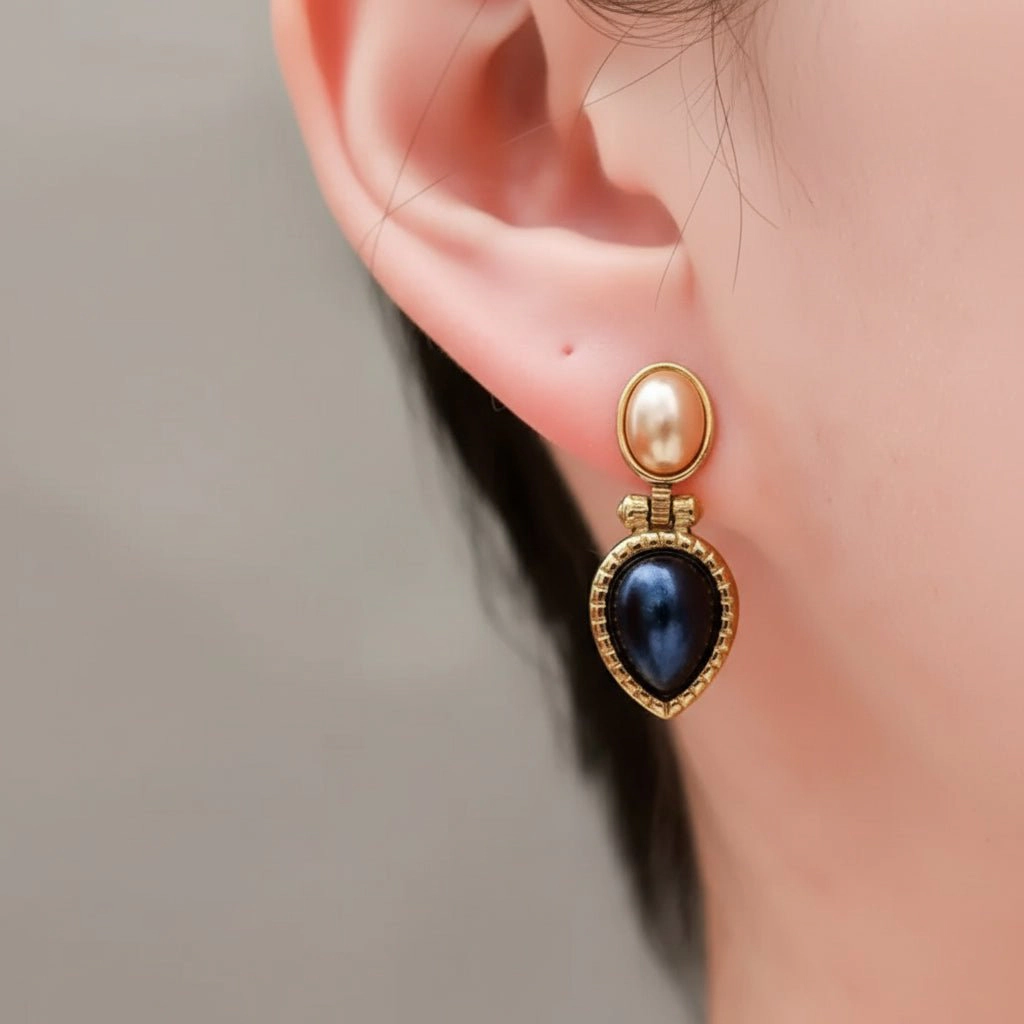 DressAtR Women's Oval Gold Tone Drop Earrings