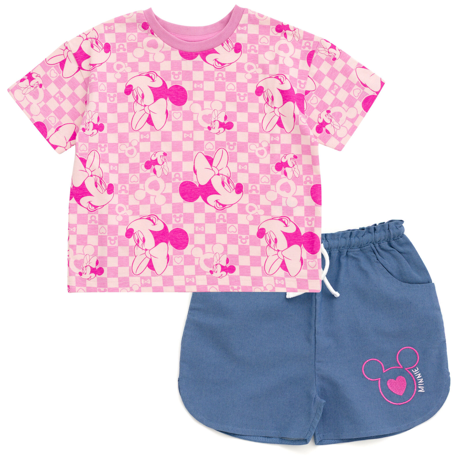 Disney Minnie Mouse Girls' Graphic T-Shirt and Chambray Shorts Set