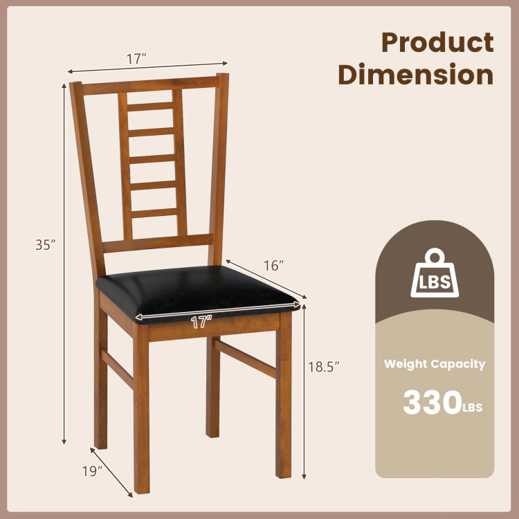 Hivvago Pu Leather Upholstered Wood Dining Chairs Set Of 2