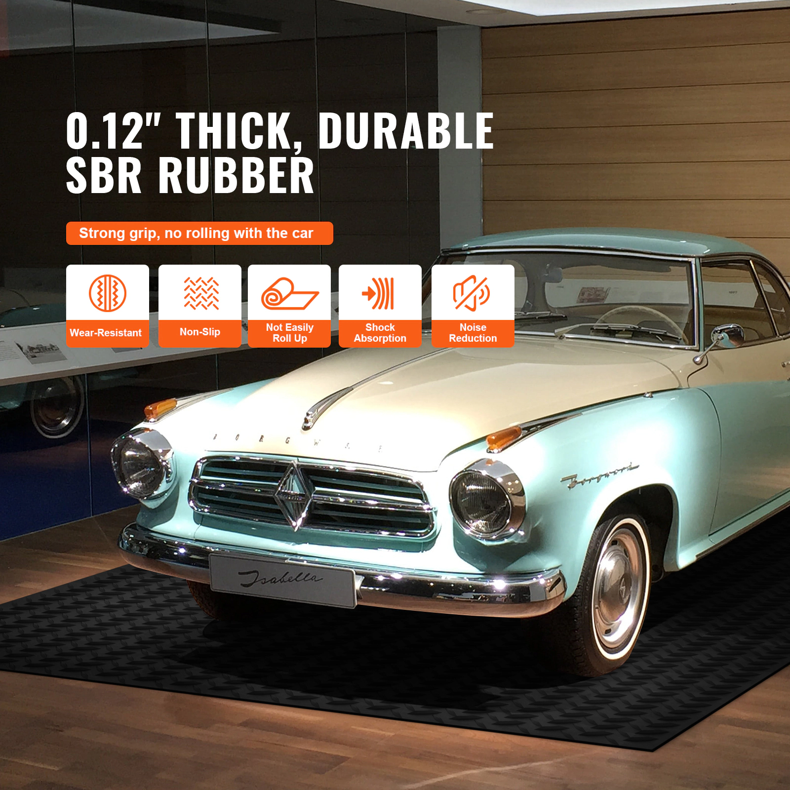 HONGGE Diamond-Plate Rubber Flooring Roll 3 mm x 4 ft Garage Floor Mat SBR Rubber Garage Flooring Roll Easy to Clean