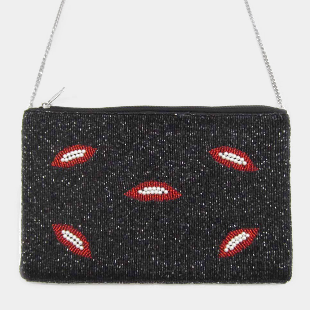 FASHNZFAB Lip Detail Crossbody / Clutch Bag