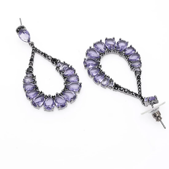 AGP PARIS Womens Dark Purple Teardrop Drop Earrings