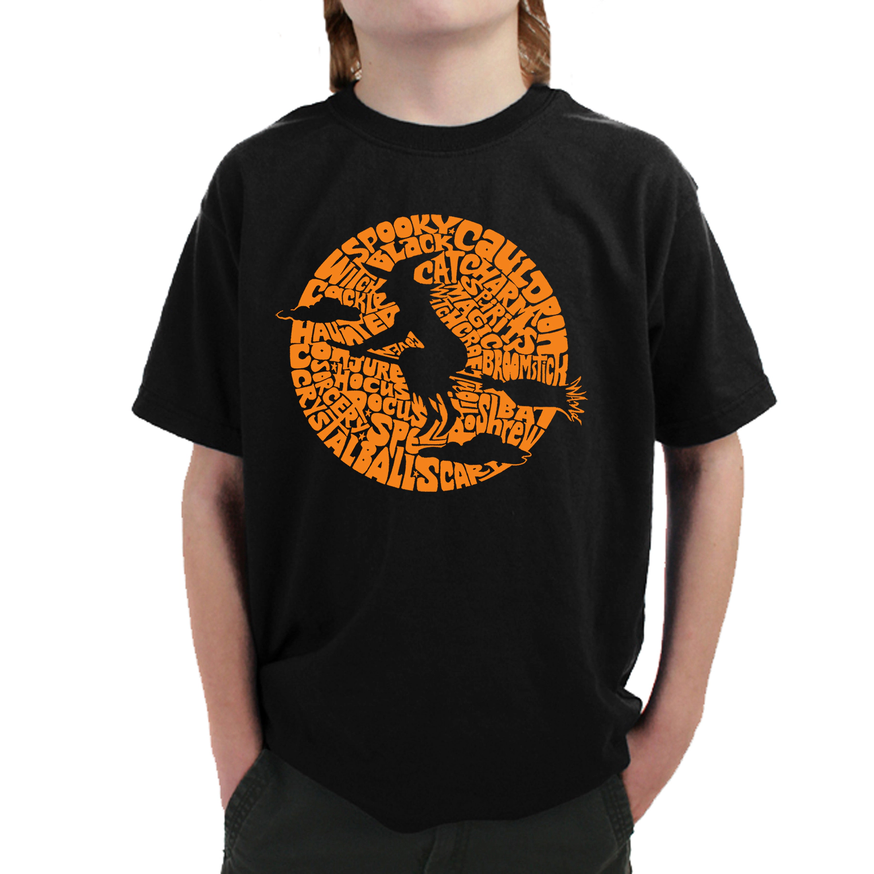 LA Pop Art Boy's Word T-Shirt -  Spooky Witch
