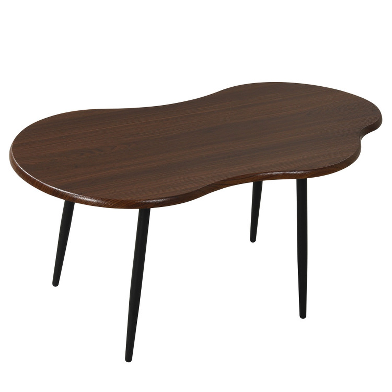 SUGIFT Cloud Shape Irregular Coffee Table 110-lb Capacity Walnut