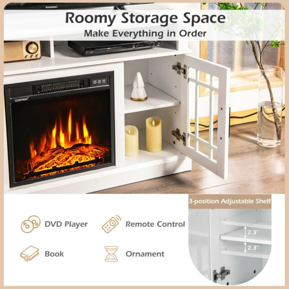 Hivvago 48 Inch Electric Fireplace Tv Stand With Cabinets For Tvs Up To 55