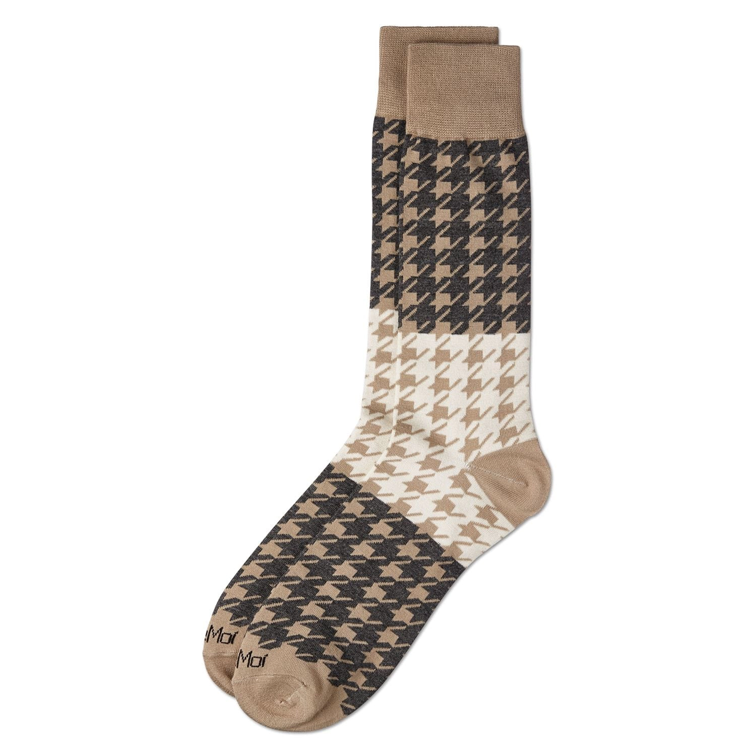 Memoi Men's Houndstooth Bamboo Dress Crew Socks