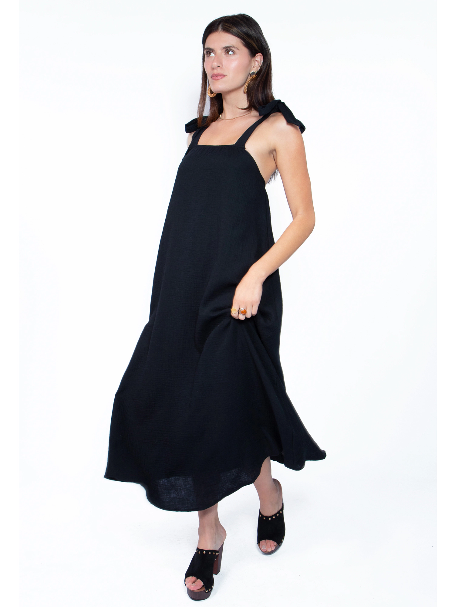 JESS by Meiko Women's Square Collar Sleeveless Relaxed Fit Summer Maxi Tent Dress