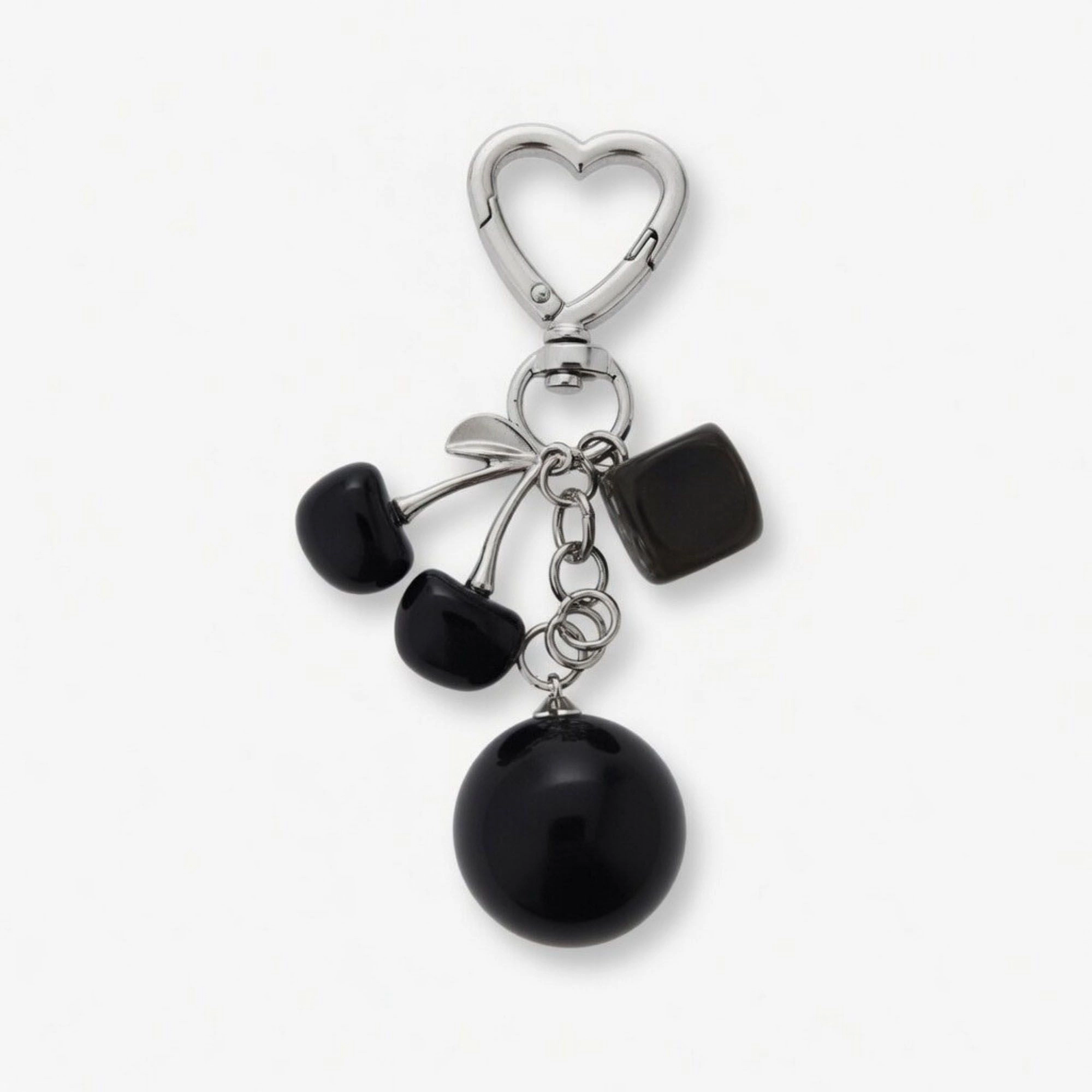 Alilang Women's 8 Ball Cherry Dice Charm Keychain with Heart Clip Novelty Bag Key Ring Accessory