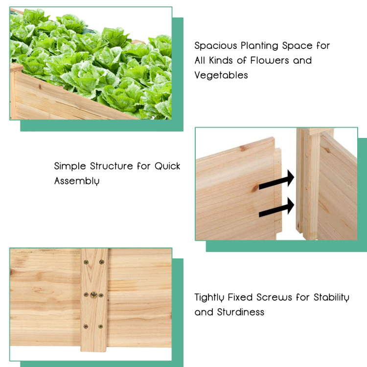 Hivvago Wooden Vegetable Raised Garden Bed for Backyard Patio Balcony