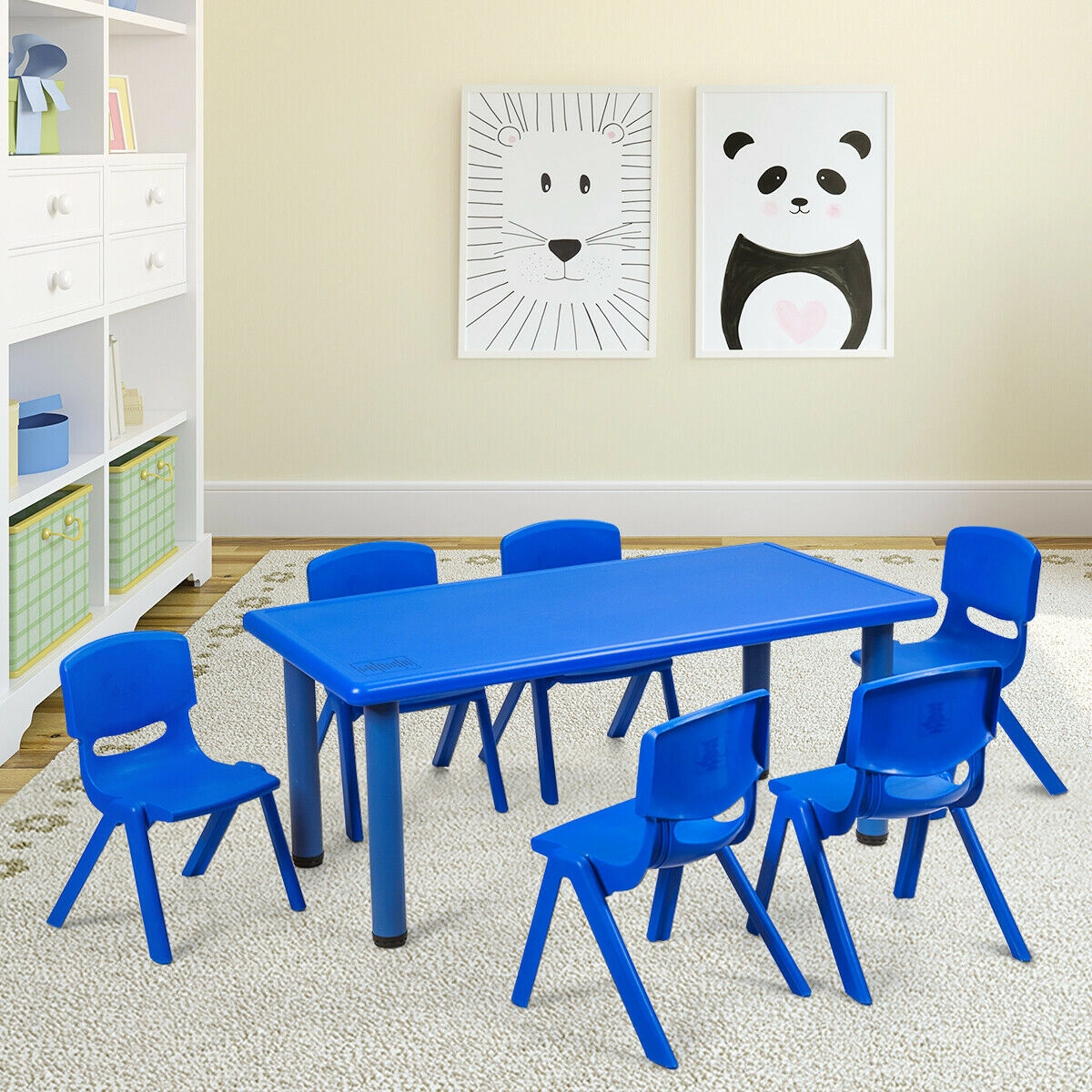 SUGIFT Blue HDPE Ages 3-8 176-lb 6-Pack Kids Stackable Classroom Chairs