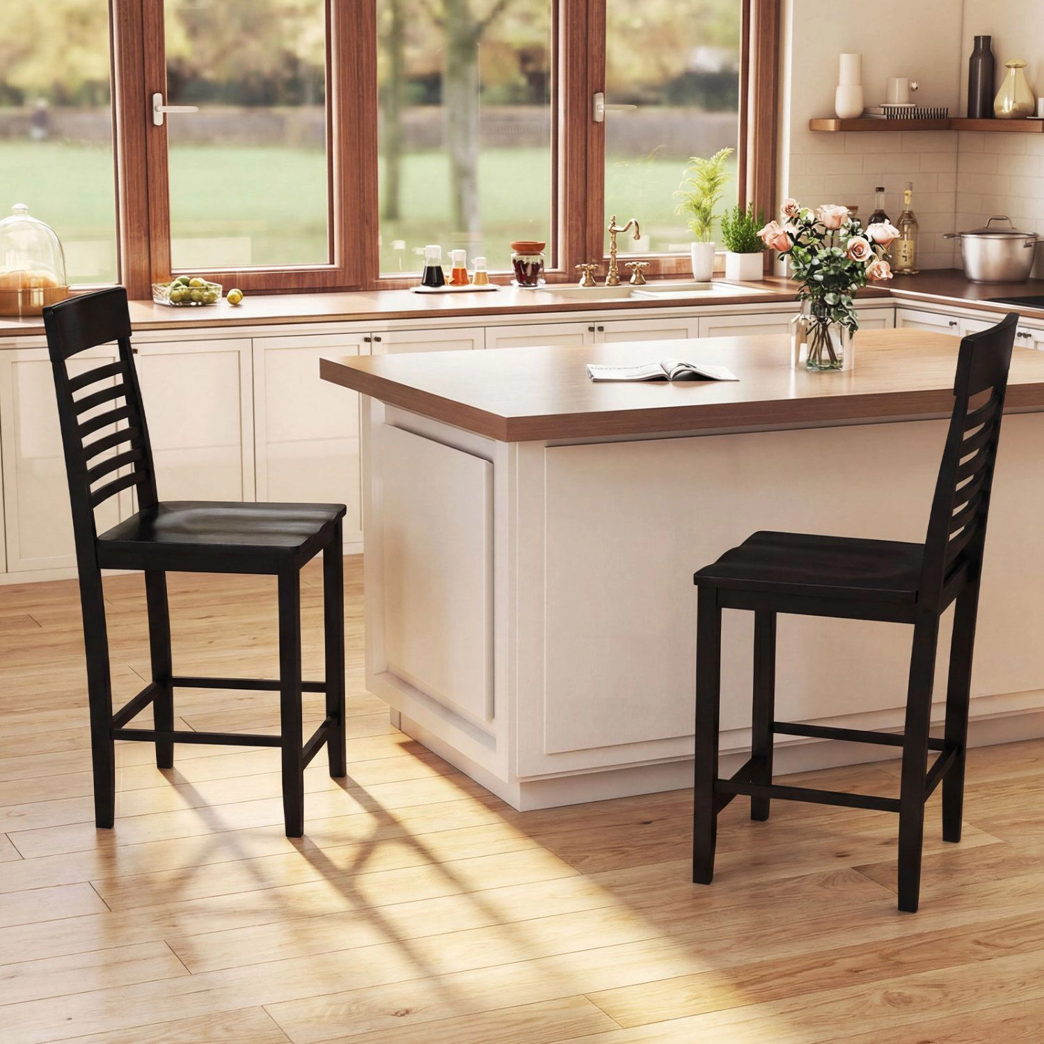 SlickBlue 24" Seat Height Dining Chairs with Rubber Wood Frame