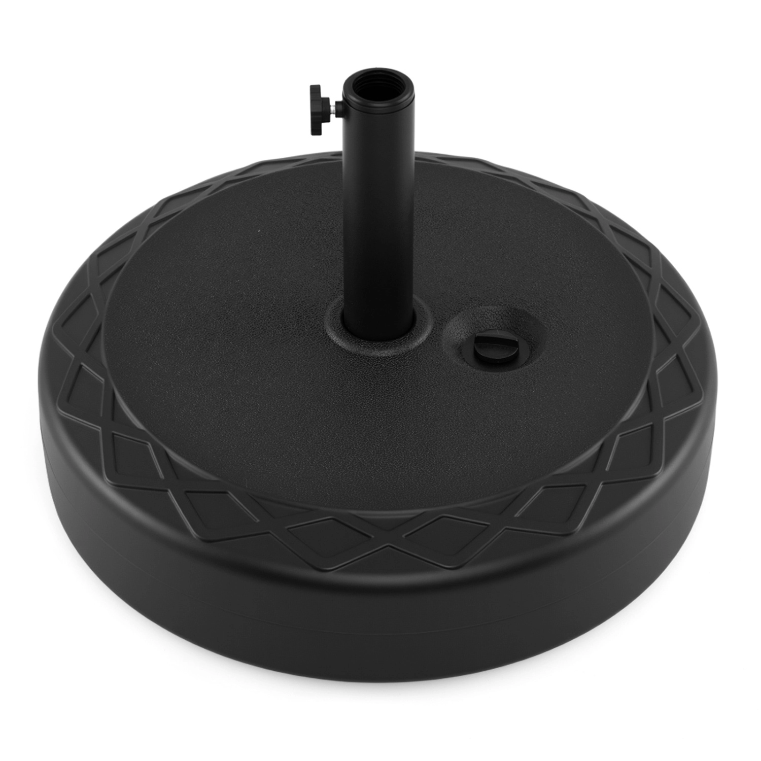 Slickblue Round Fillable Market Patio Umbrella Base with Adjustable Pole Holder for Center Pole Umbrellas