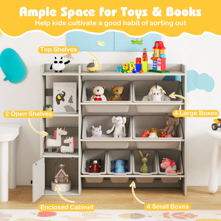 Hivvago Kids Toy Storage and Bookshelf with Open Shelves Single-door Cabinet