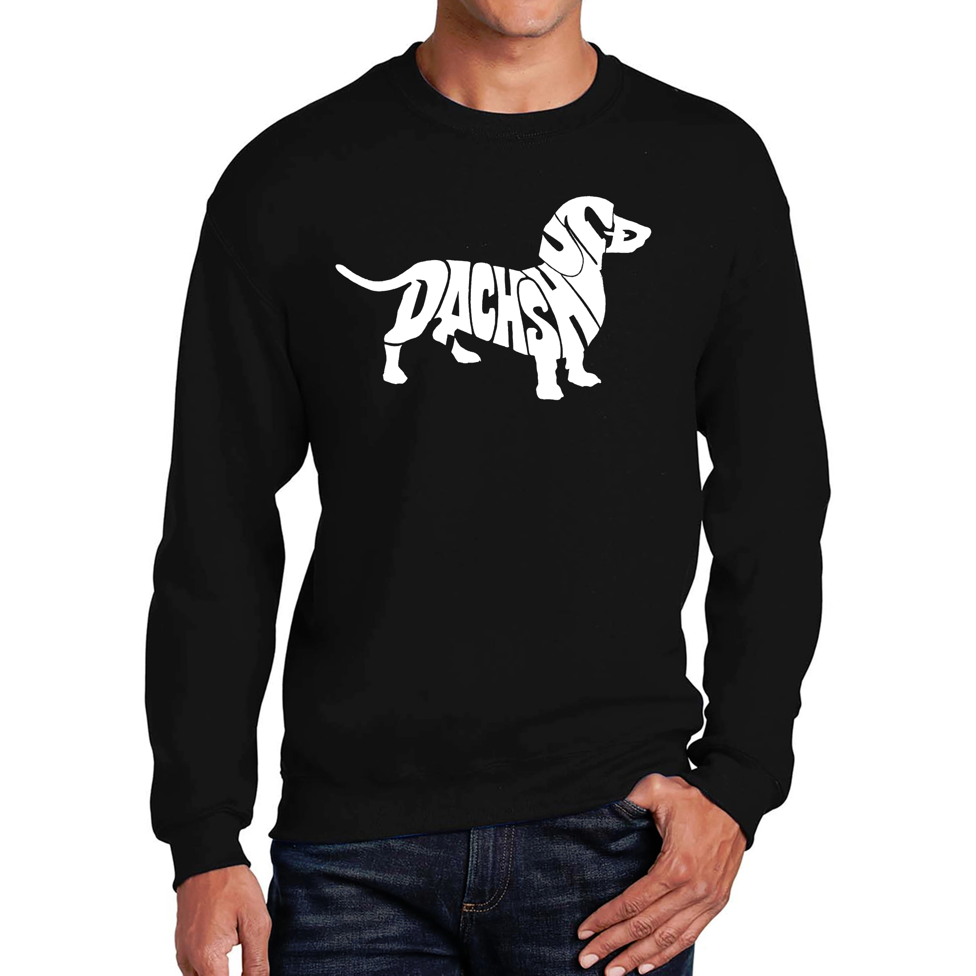 LA Pop Art Dachshund - Mens Word Crew Sweatshirt