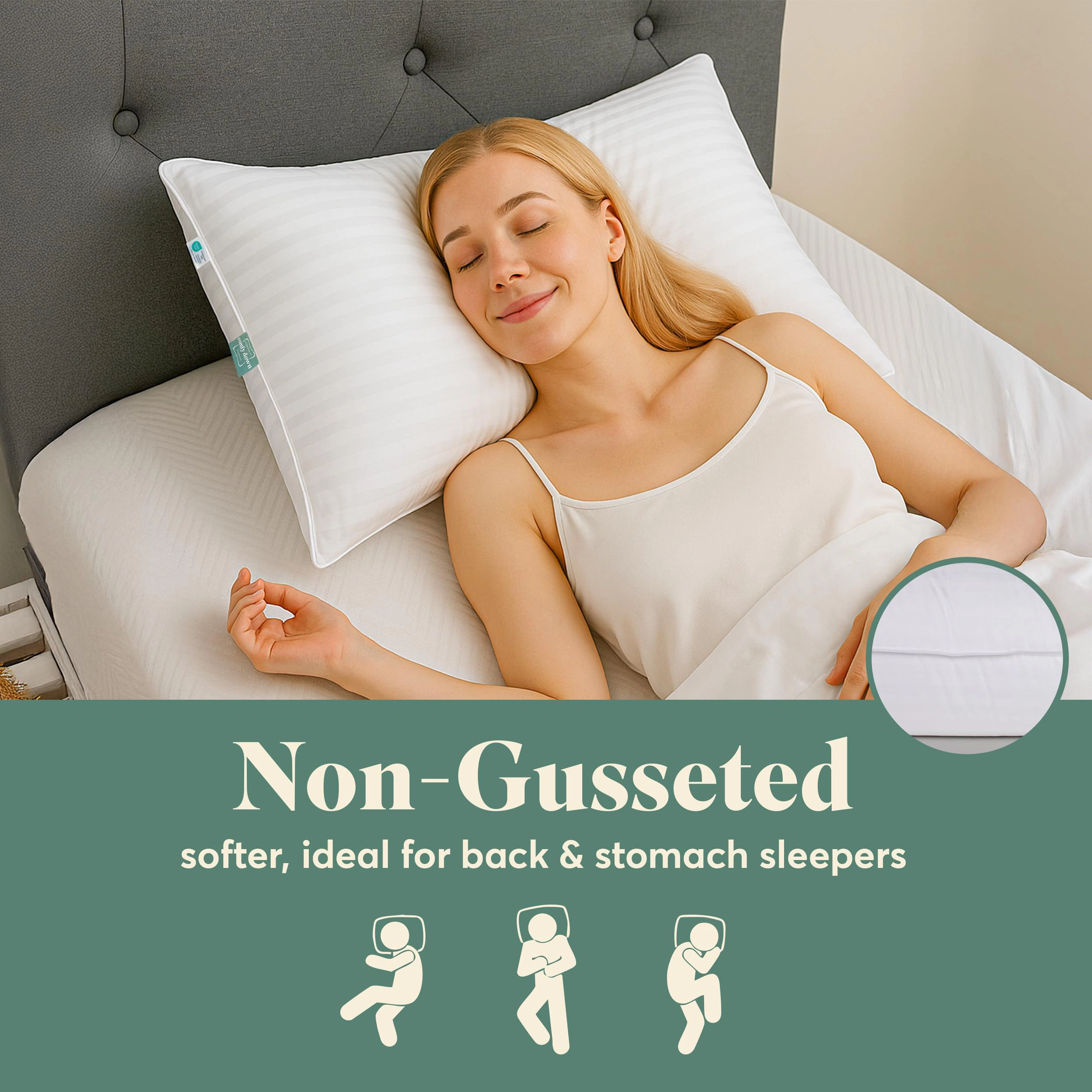 ComfyDown Lullaby Down Alternative Pillow, 300 Thread Count, Soft