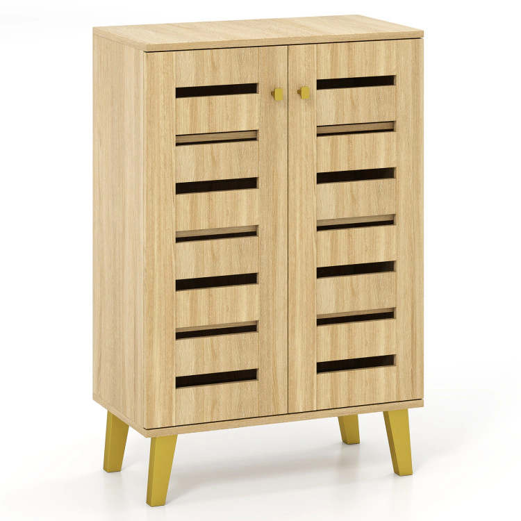 Hivvago 4-Tier Modern Freestanding  Wooden Shoe Cabinet with Doors and Removable Shelves