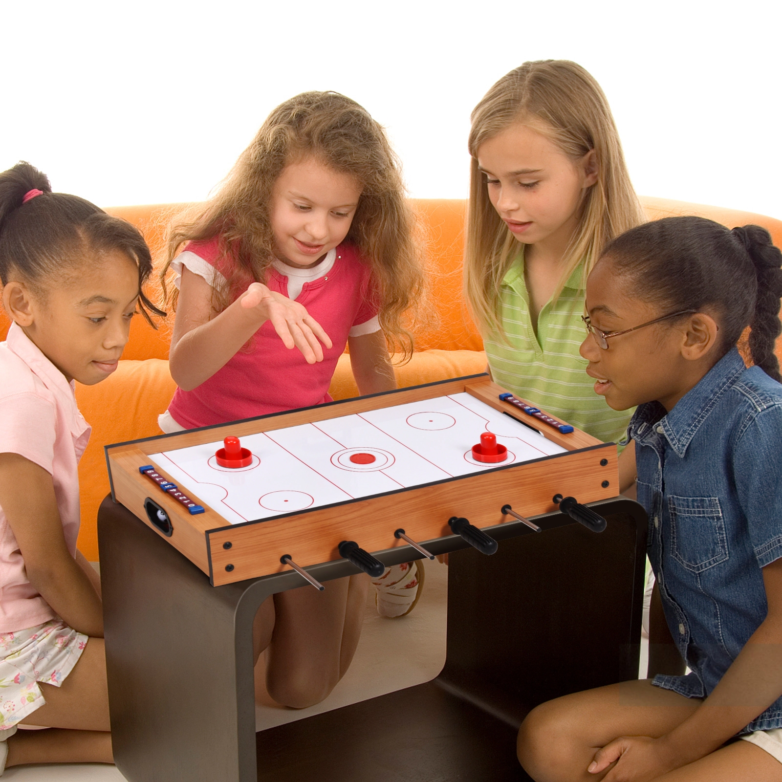SUGIFT 2-in-1 Rotating Tabletop Air Hockey Foosball Game Table Indoor Outdoor Play Set