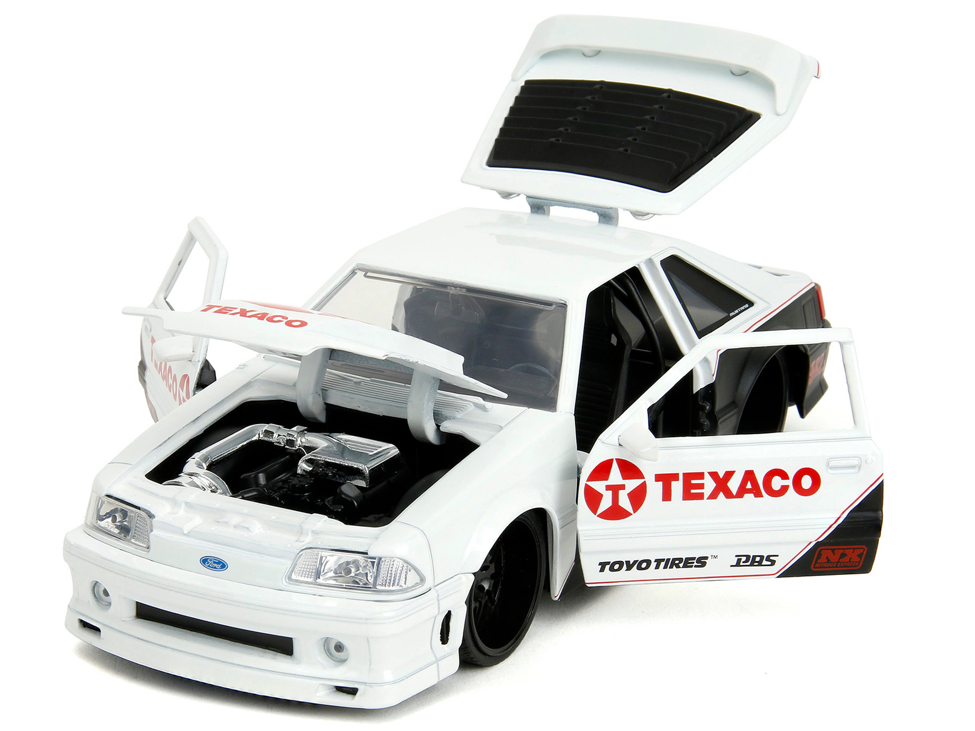 Jada 1989 Ford Mustang GT "Texaco" White and Matt Black with Graphics "Bigtime Muscle" Series 1/24 Diecast