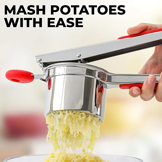 Zulay Kitchen Premium Large 15oz Potato Ricer, Heavy Duty Professional Stainless Steel Potato Masher and Ricer, 3 Disc