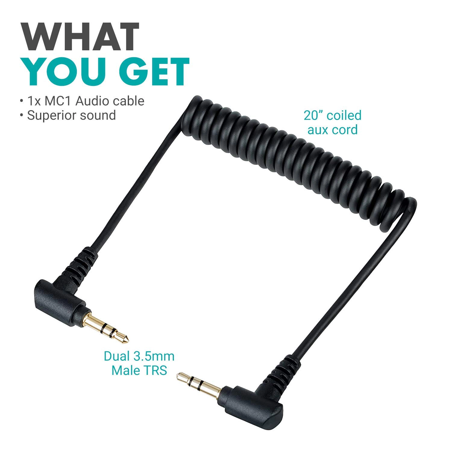 Movo MC1 3.5mm Audio Cable - Dual Male TRS Connectors