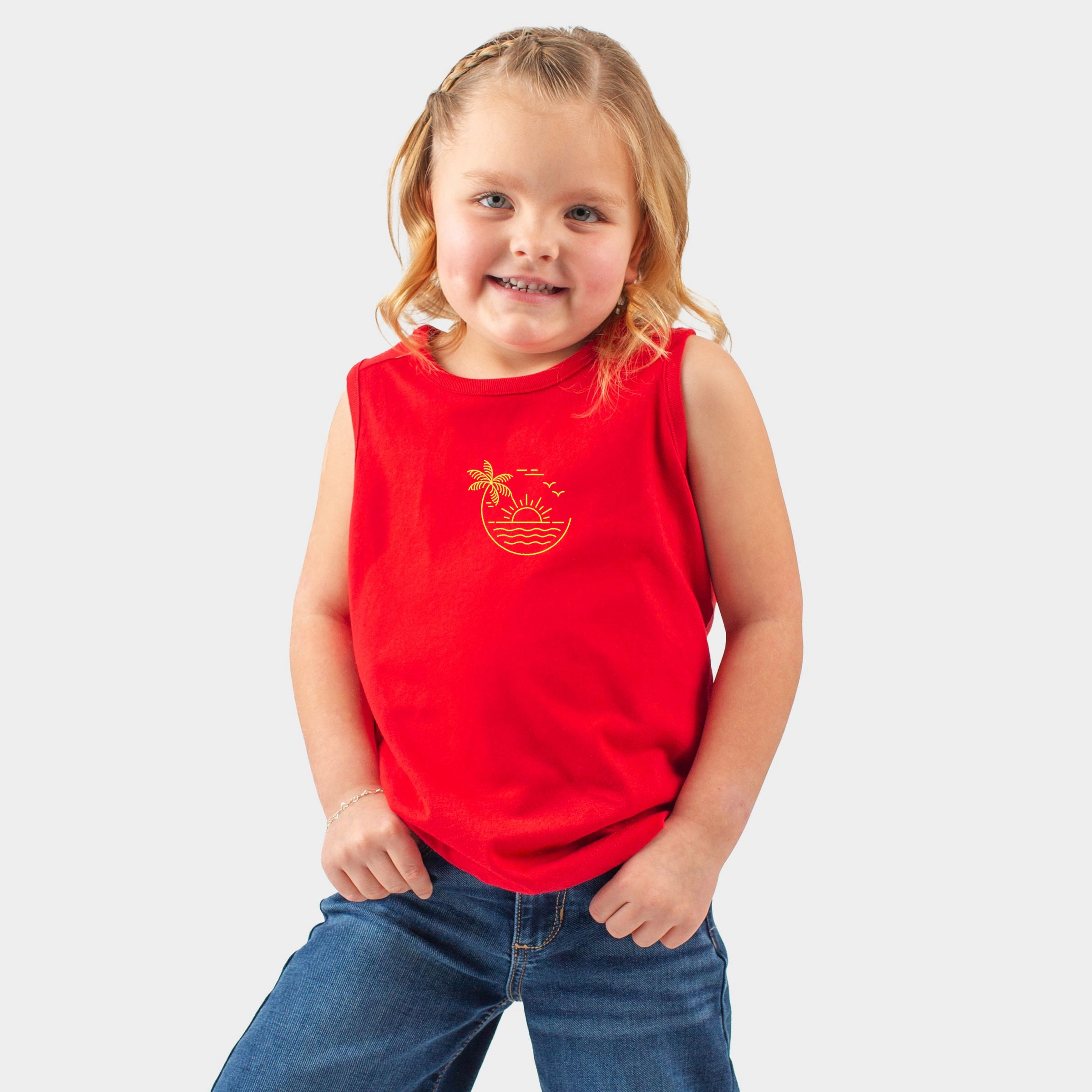 The Juniper Shop - Embroidered Beach Sunset Toddler Graphic Tank