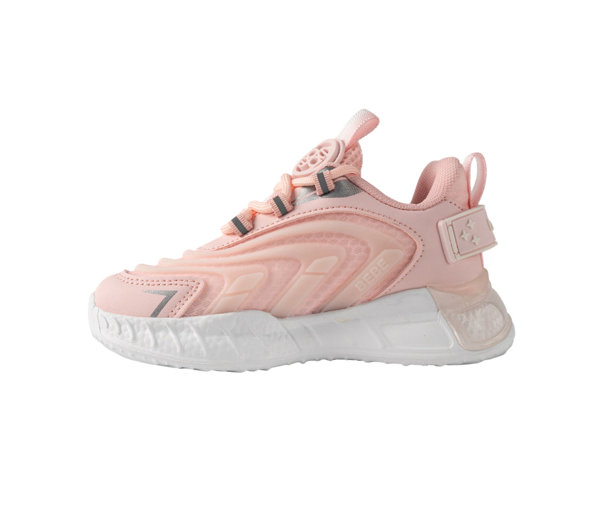 Bebe Girl's Jogger Sneaker with Multi-Material Upper