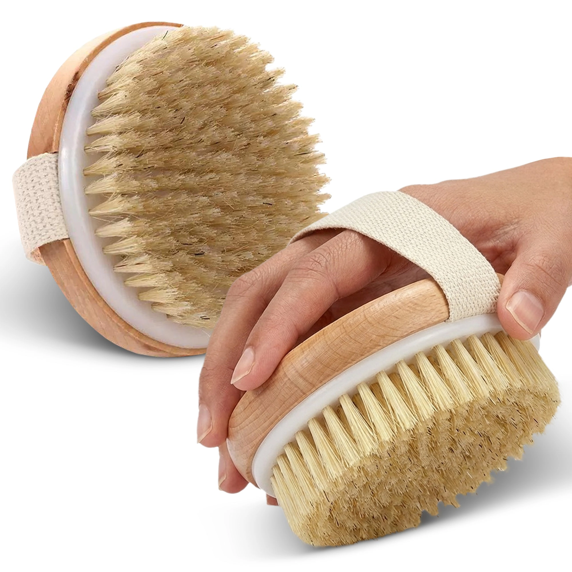 Cheer Collection Natural Bristle Exfoliating Body Brush Set, 2 Pack