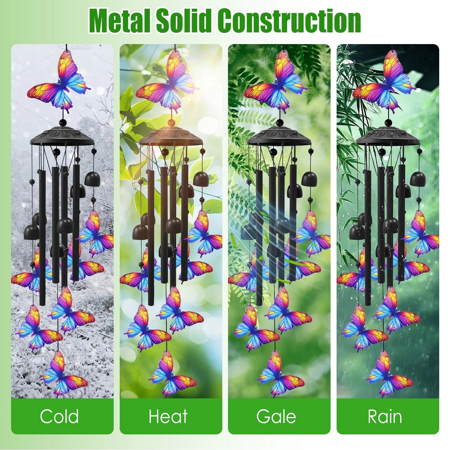 GBruno Metal Butterfly Wind Chimes With Aluminum Tubes