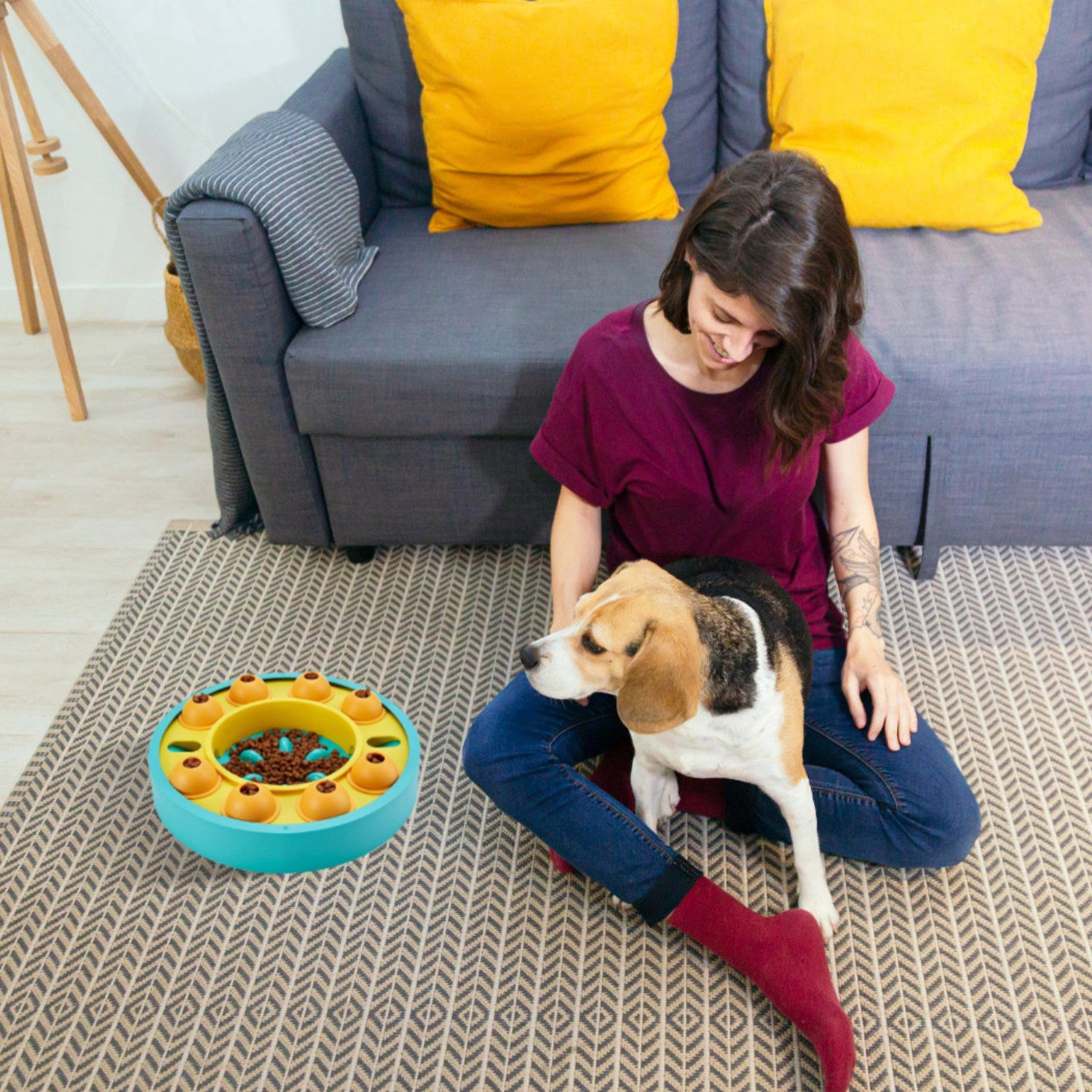 GBruno Interactive Puzzle Dog Food Feeder Slow Bowl