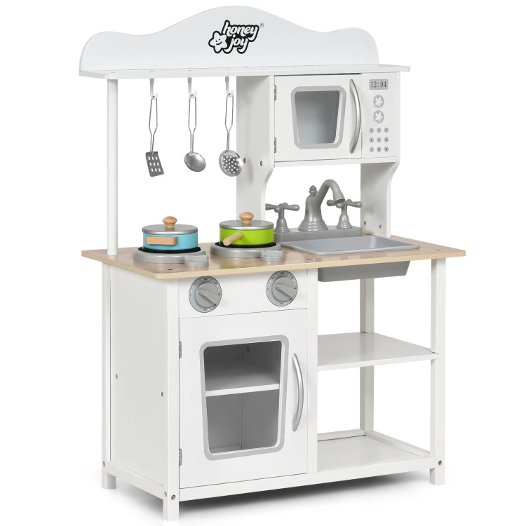 Hivvago Wooden Pretend Play Kitchen Set for Kids with Accessories and Sink