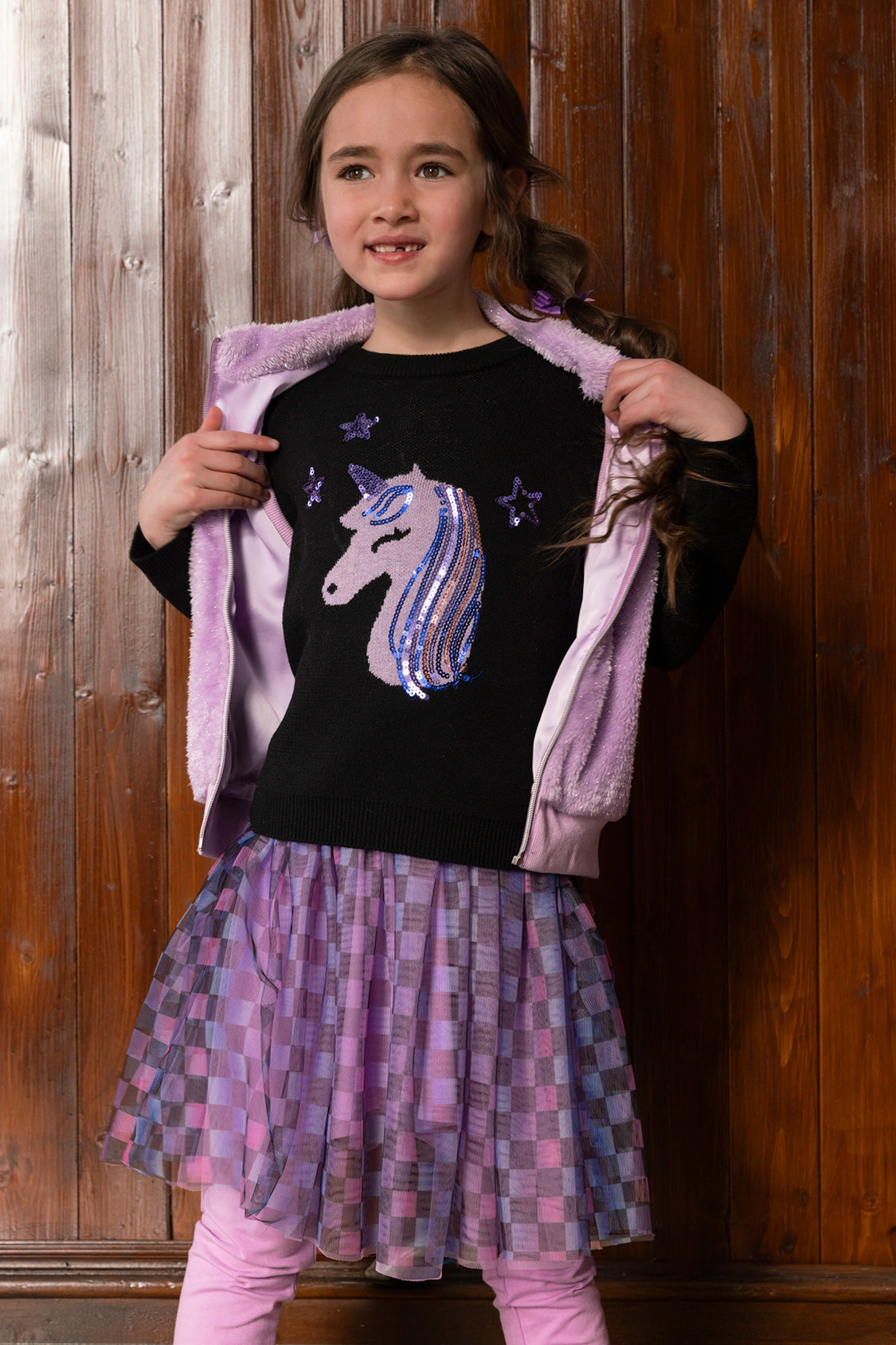 Deux par Girls Glitter Unicorn & Stars Organic Cotton Jersey T-Shirt