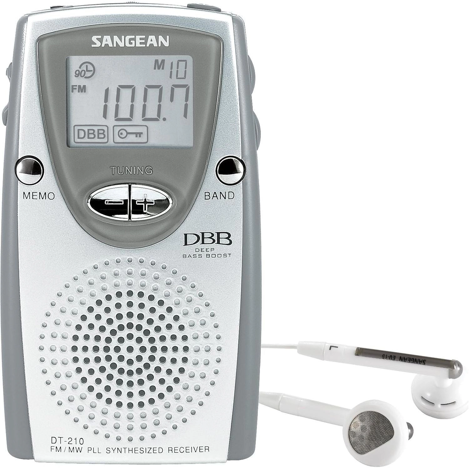 SANGEAN DT-210 Pocket AM/FM Radio - PLL Synthesized Tuning, 25 Presets, Dynamic Bass Boost