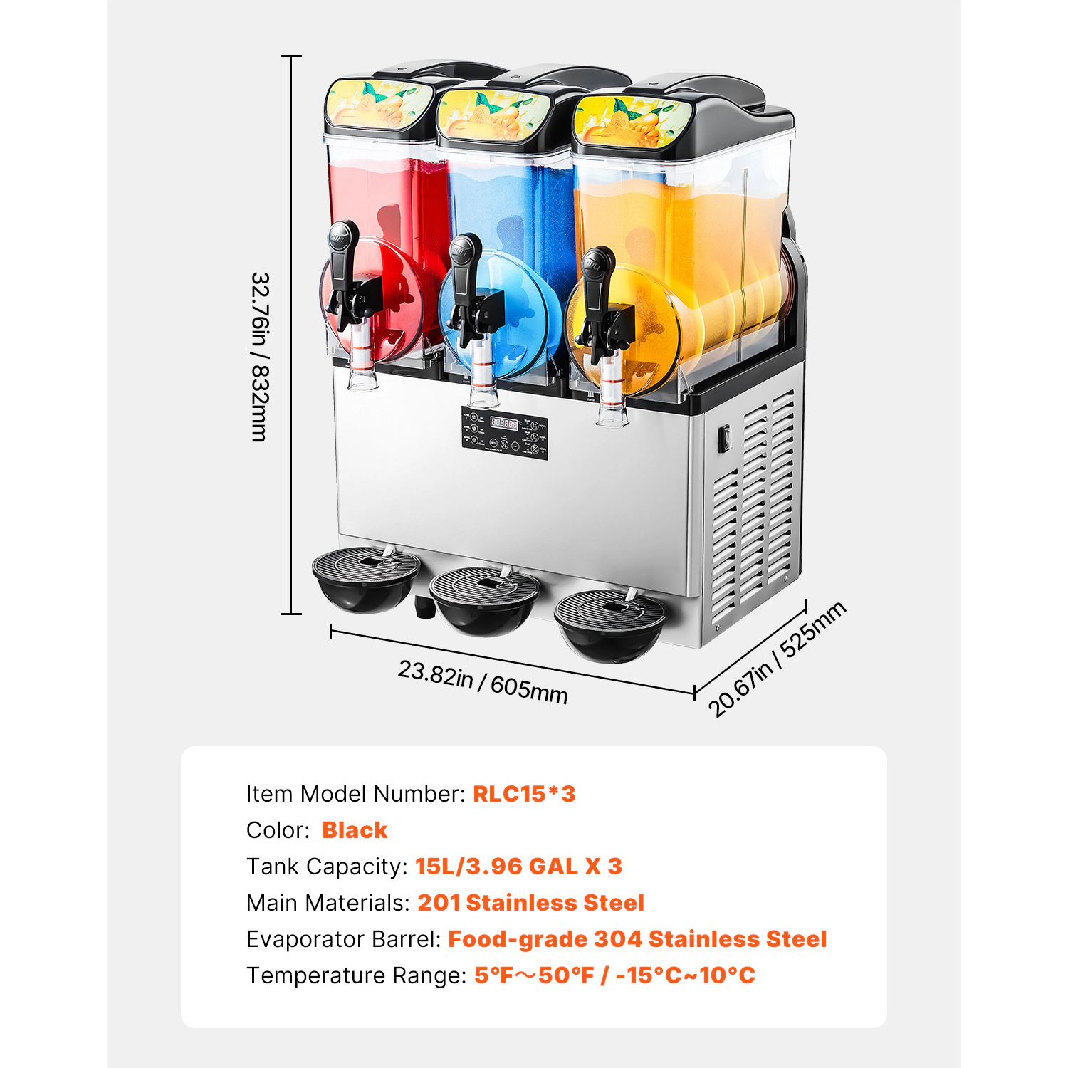 HONGGE Commercial Frozen Drink Maker, Slushy Machine, Stainless Steel Margarita Smoothie Frozen Drink Machine