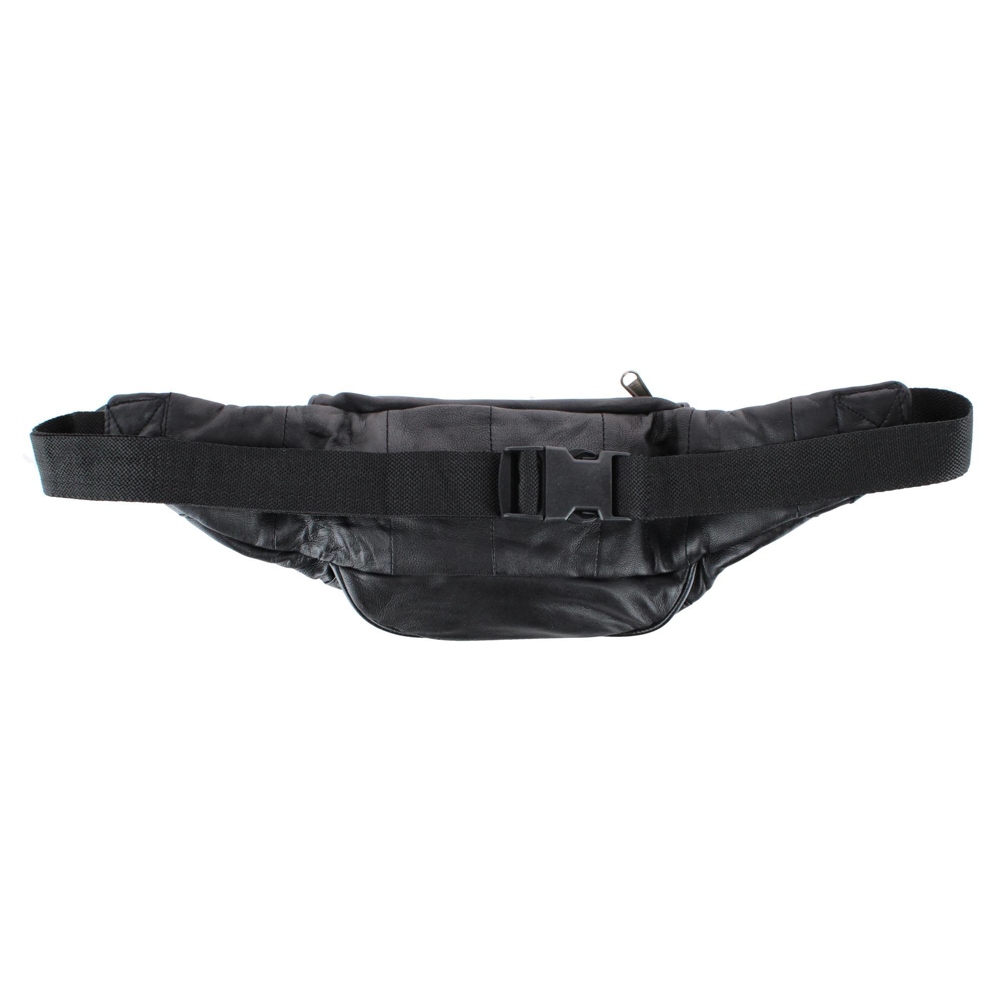 CTM Unisex Lambskin Leather Fanny Pack with Multiple Compartments