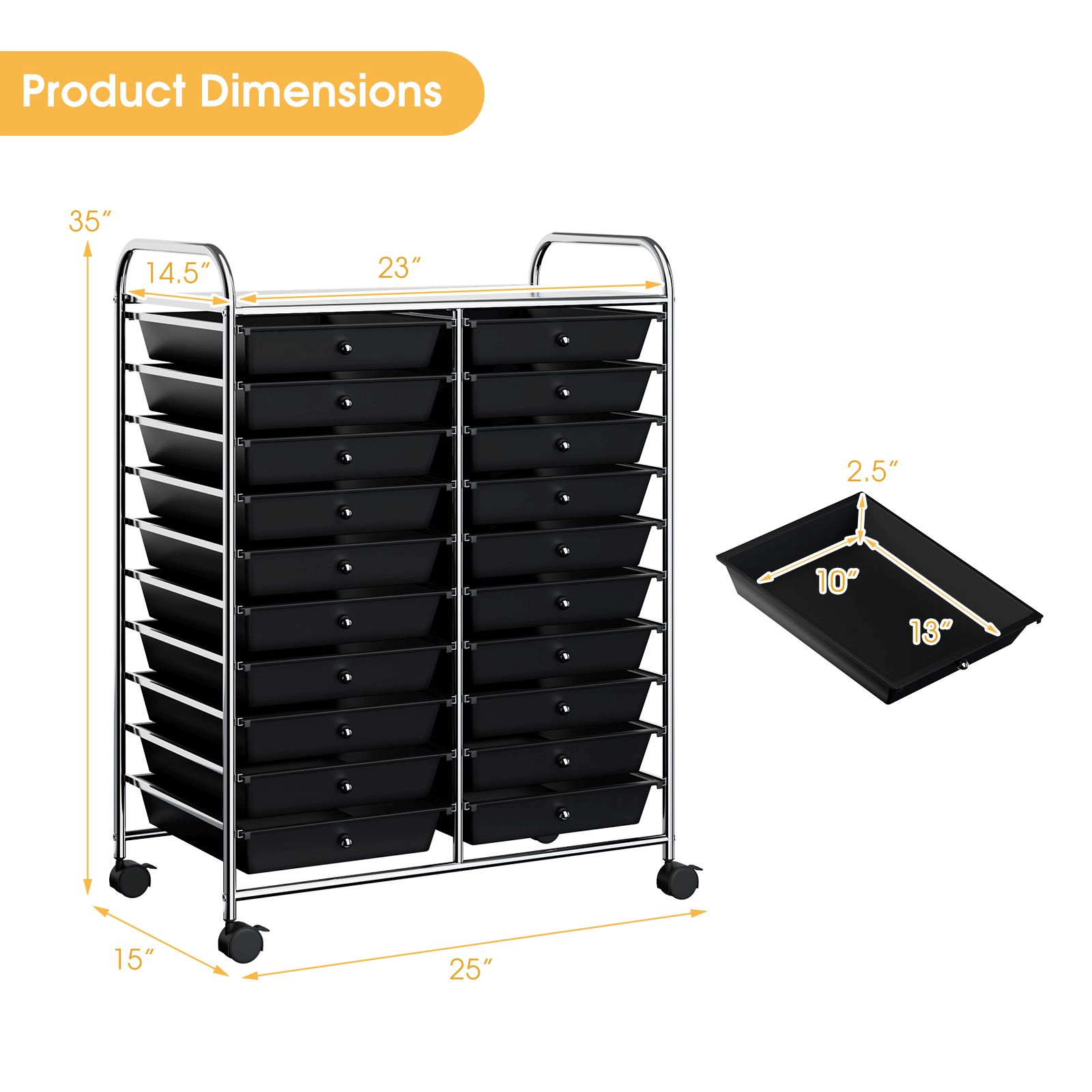 SlickBlue Multi-Tier Utility Cart with Wheels for Home & Office Storage
